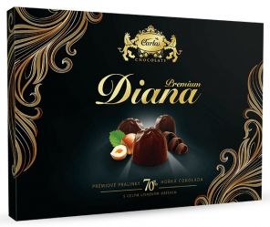 Carla Diana Prémiové pralinky ze 70% hořké čokolády s celým lískovým oříškem 133g