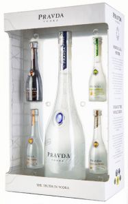 Pravda Vodka 40% 0,7l + 4xMini Ochucené varianty 0,05l
